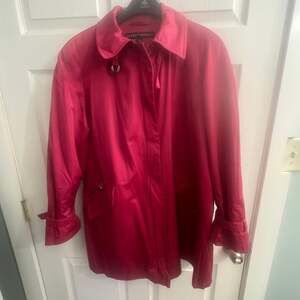 Vintage Fleet Street Pink Trench Coat Size Large Black Lined Classic Trench